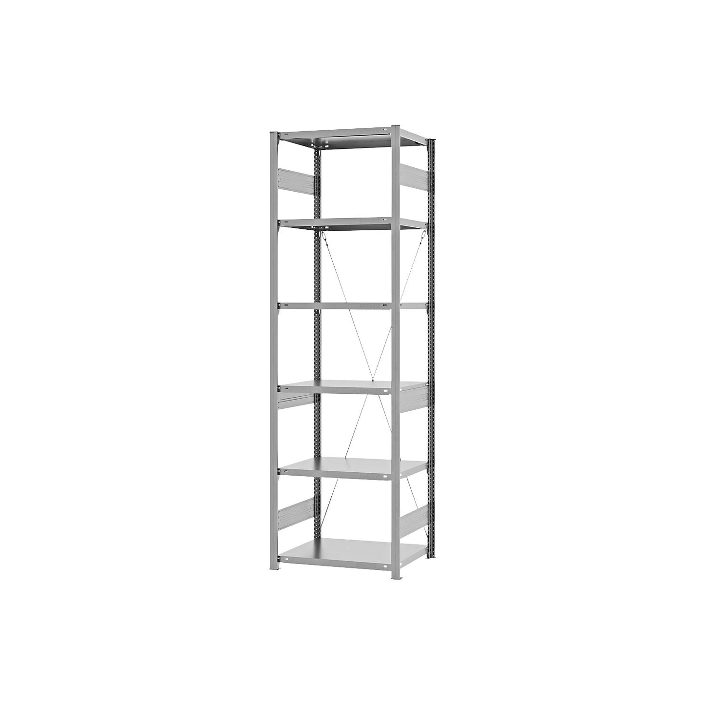 Heavy duty boltless shelving unit, single-sided, HxWxD 2500 x 750 x 500 mm, zinc plated, standard shelf unit.