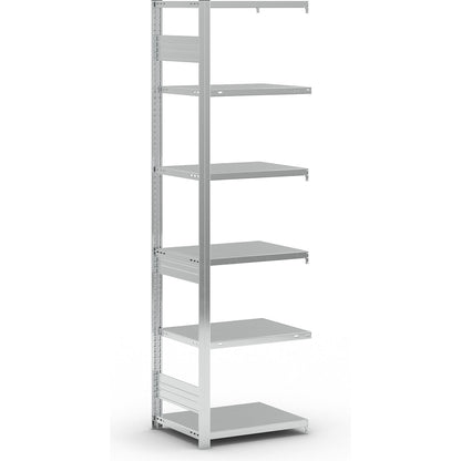 Heavy duty boltless shelving unit, double-sided, HxWxD 2500 x 750 x 600 mm, zinc plated, extension shelf unit.