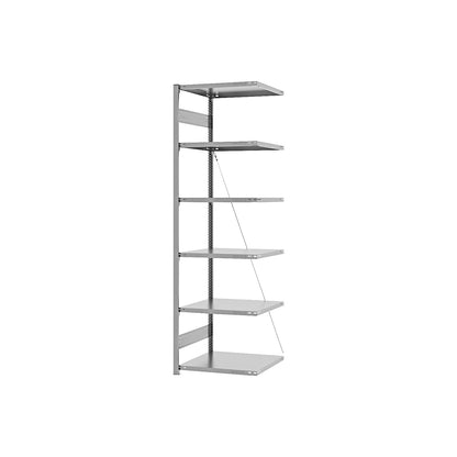 Boltless shelving unit, light duty, single-sided, HxWxD 2500 x 750 x 600 mm, zinc plated, extension shelf unit.