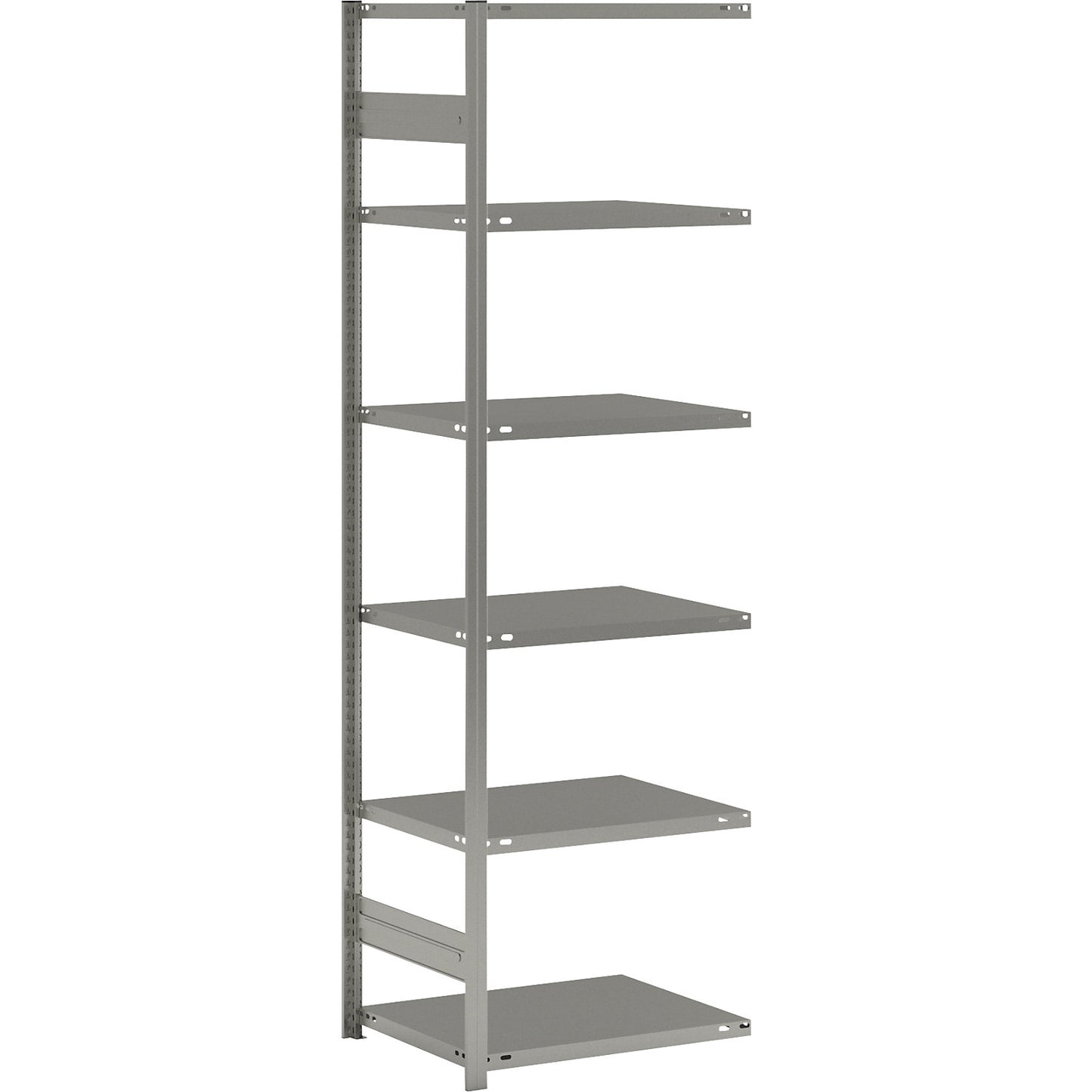 Boltless shelving unit, light duty, single-sided, HxWxD 2500 x 750 x 600 mm, zinc plated, extension shelf unit.