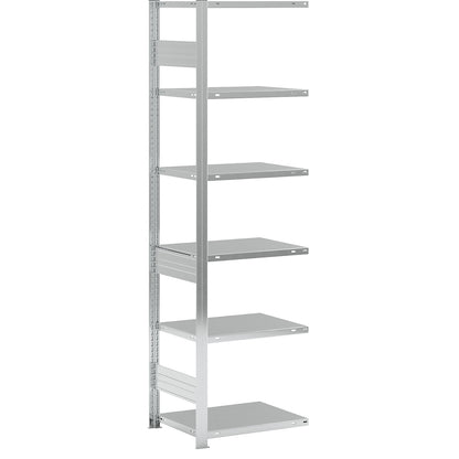 Heavy duty boltless shelving unit, single-sided, HxWxD 2500 x 750 x 600 mm, zinc plated, extension shelf unit.