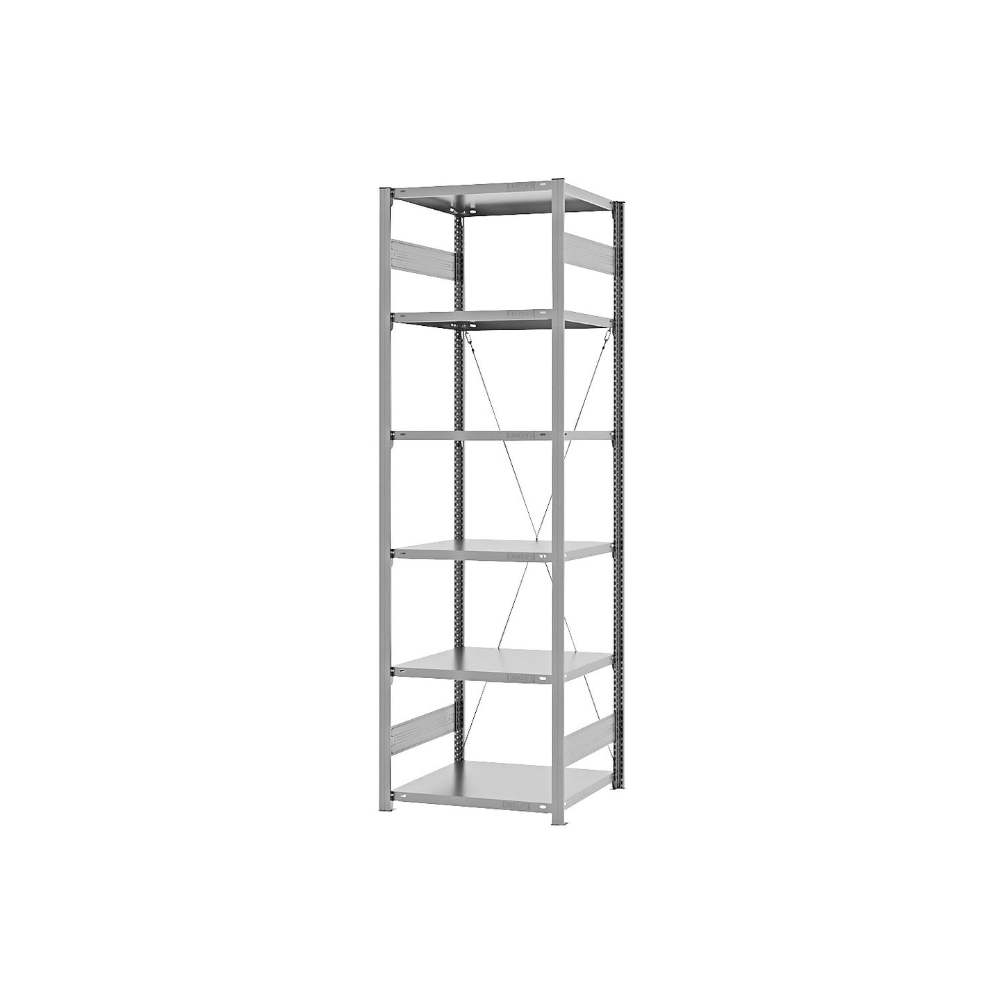 Boltless shelving unit, light duty, single-sided, HxWxD 2500 x 750 x 600 mm, zinc plated, standard shelf unit.