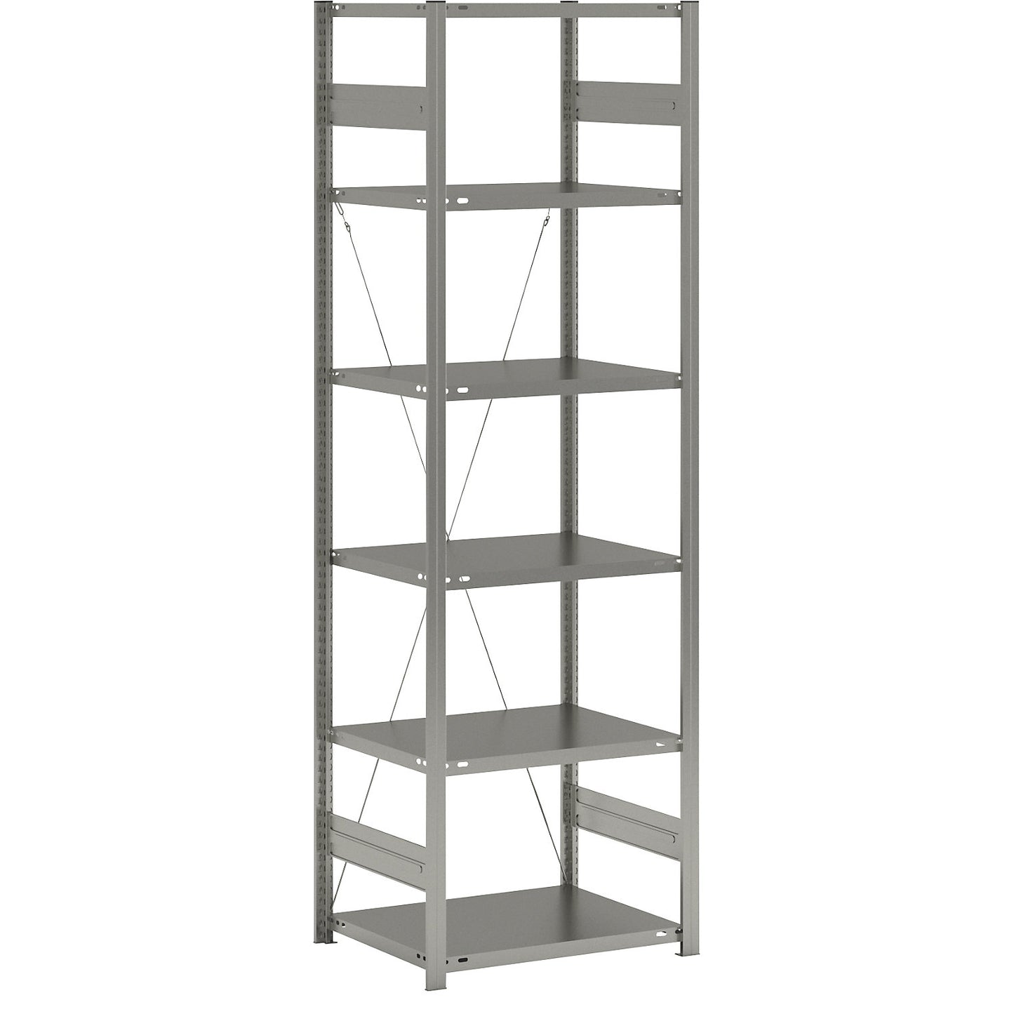 Boltless shelving unit, light duty, single-sided, HxWxD 2500 x 750 x 600 mm, zinc plated, standard shelf unit.