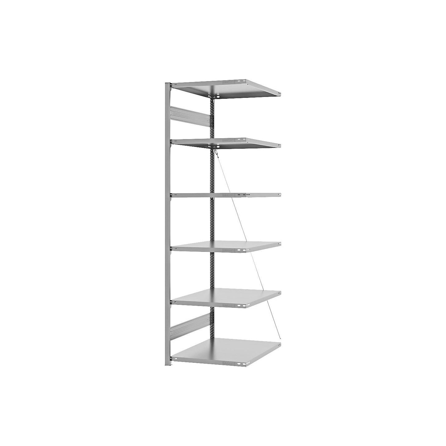 Heavy duty boltless shelving unit, single-sided, HxWxD 2500 x 750 x 800 mm, zinc plated, extension shelf unit.