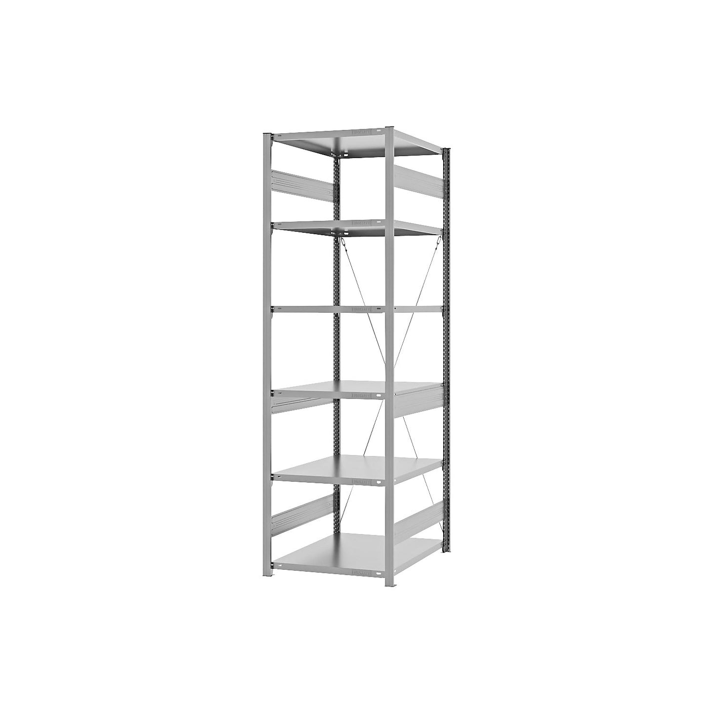 Heavy duty boltless shelving unit, single-sided, HxWxD 2500 x 750 x 800 mm, zinc plated, standard shelf unit.