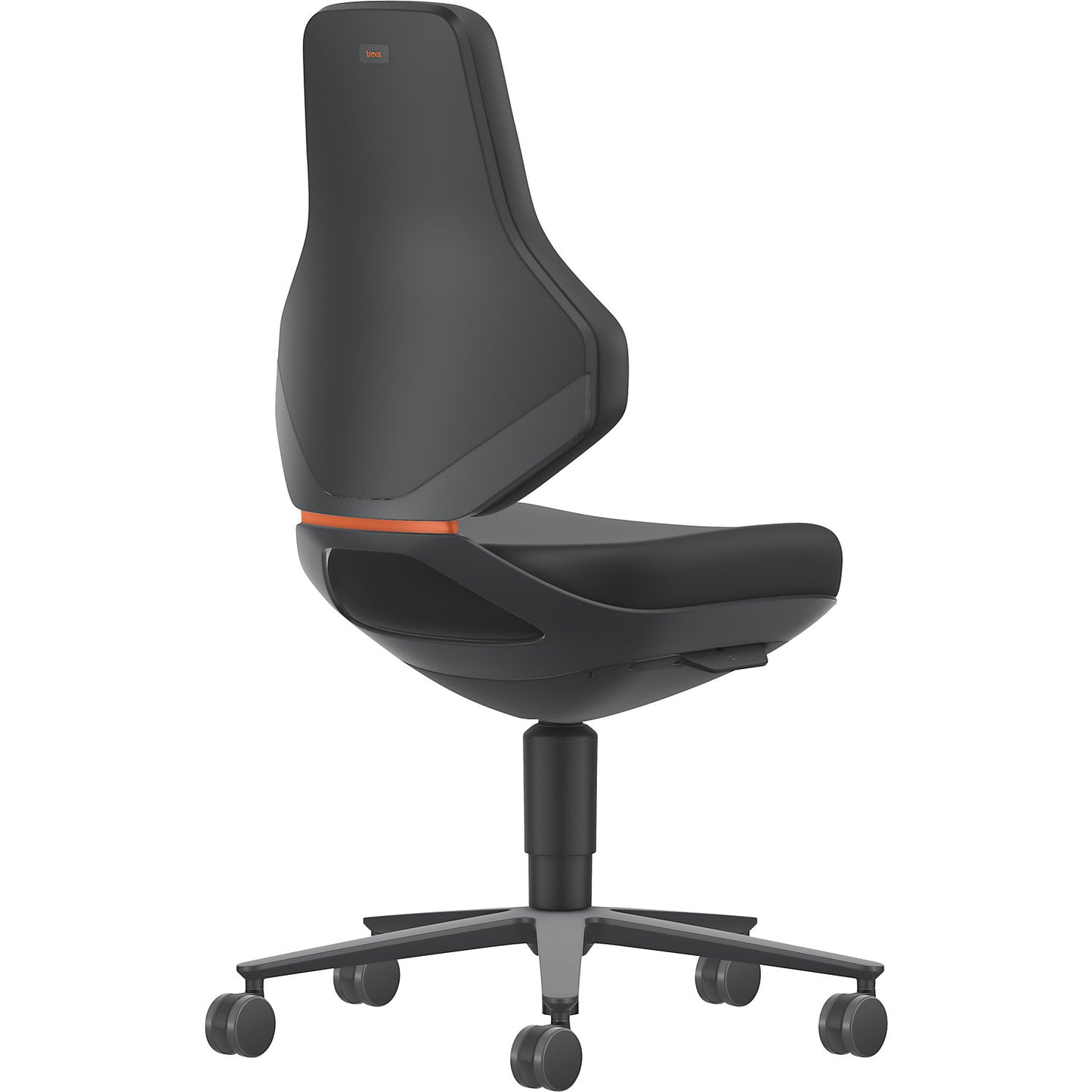 TEXON Laboratory+Production industrial swivel chair, with castors, height adjustment range 450 - 620 mm, Skintec, black.