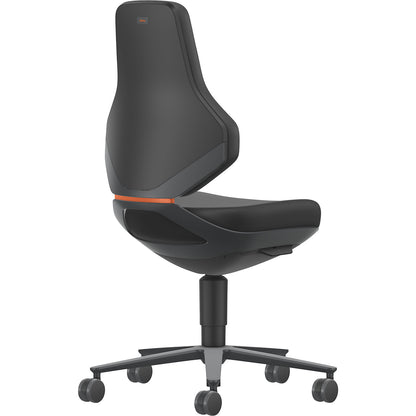 TEXON Laboratory+Production industrial swivel chair, with castors, height adjustment range 450 - 620 mm, Skintec, black.