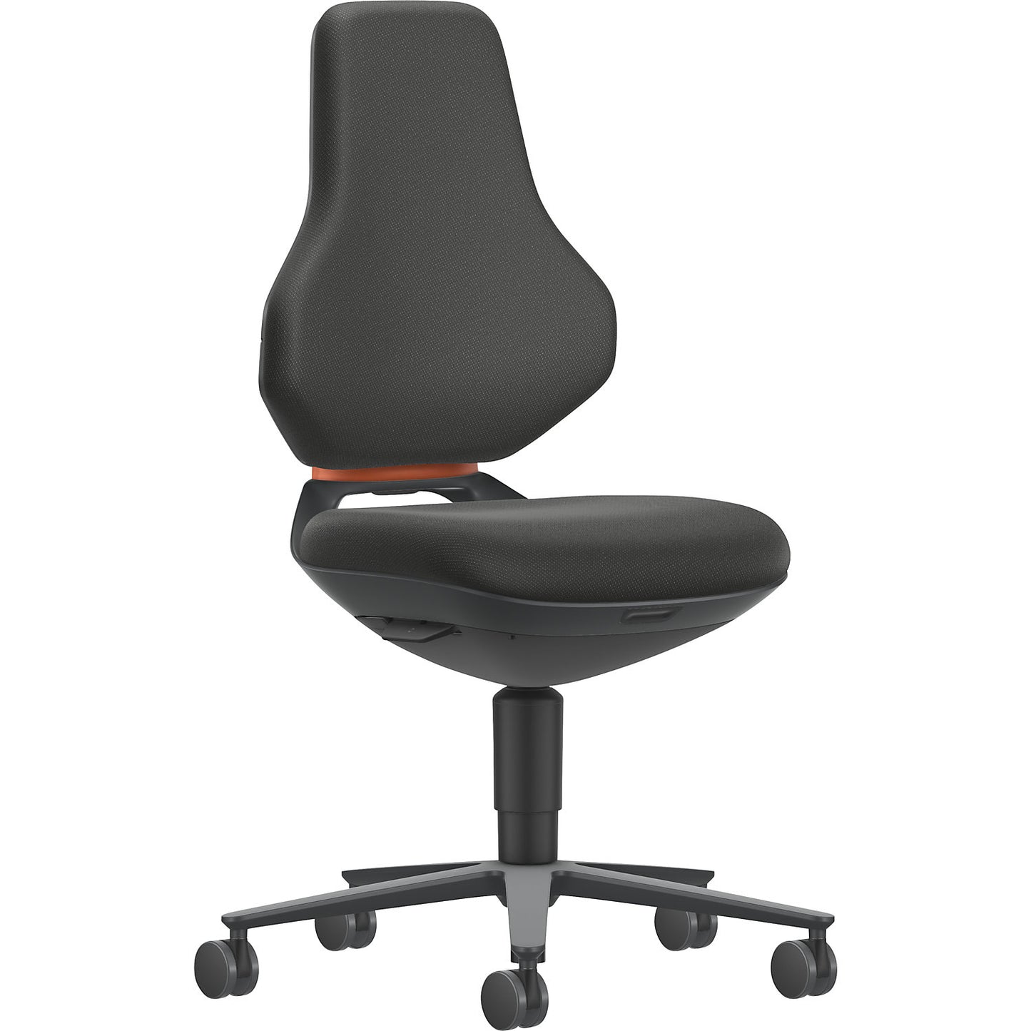 TEXON Laboratory+Production industrial swivel chair, with castors, height adjustment range 450 - 620 mm, fabric, black.