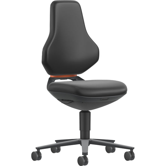 TEXON Laboratory+Production industrial swivel chair, with castors, height adjustment range 450 - 620 mm, vinyl, black.