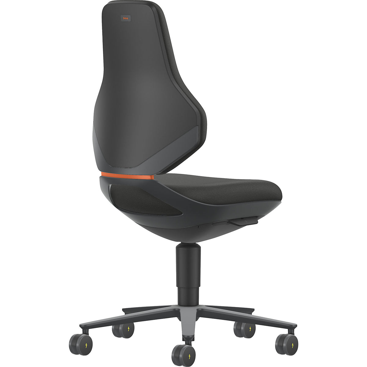 TEXON ESD industrial swivel chair, with castors, fabric, black.