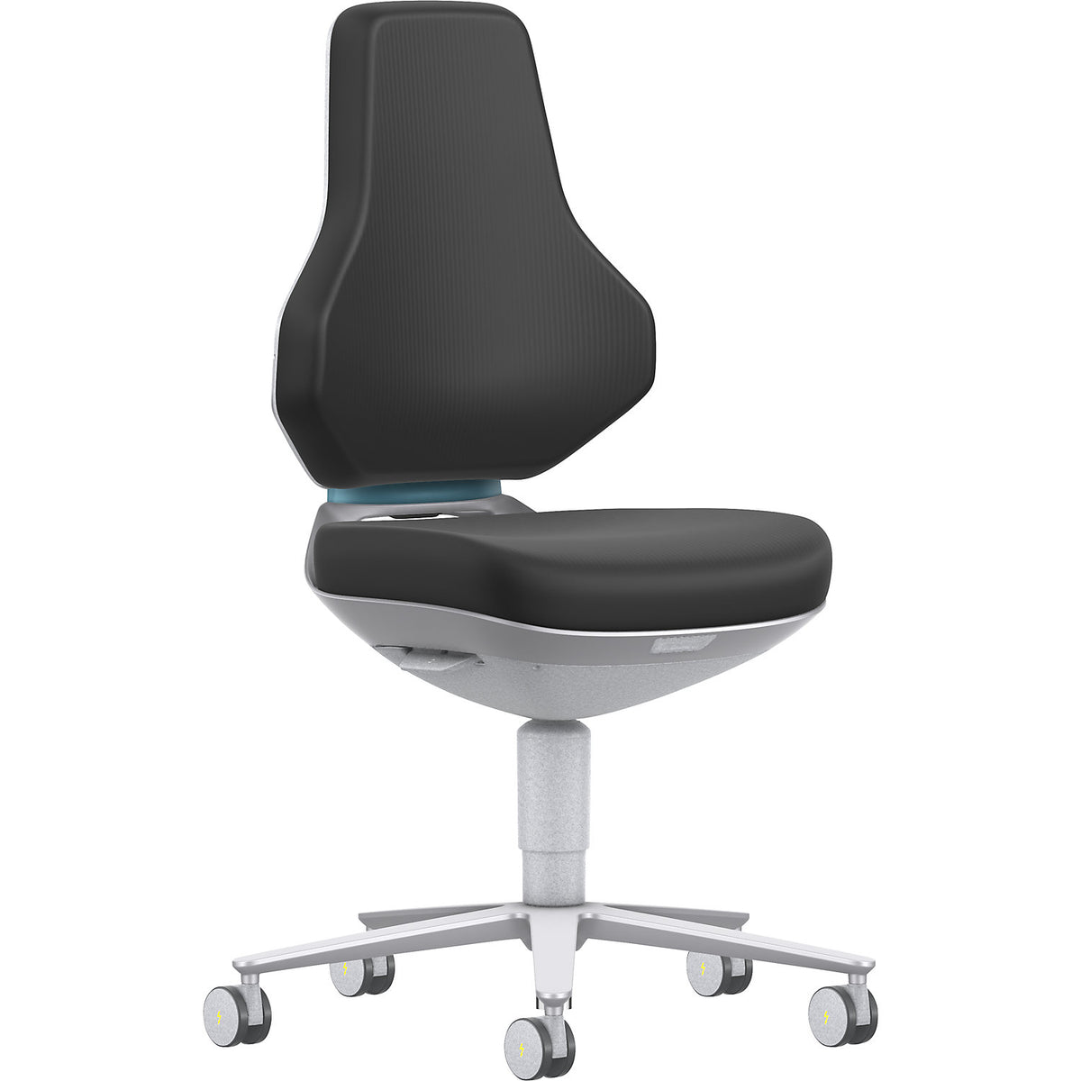 TEXON cleanroom industrial swivel chair, with castors, height adjustment range 450 - 620 mm, Skintec, black.