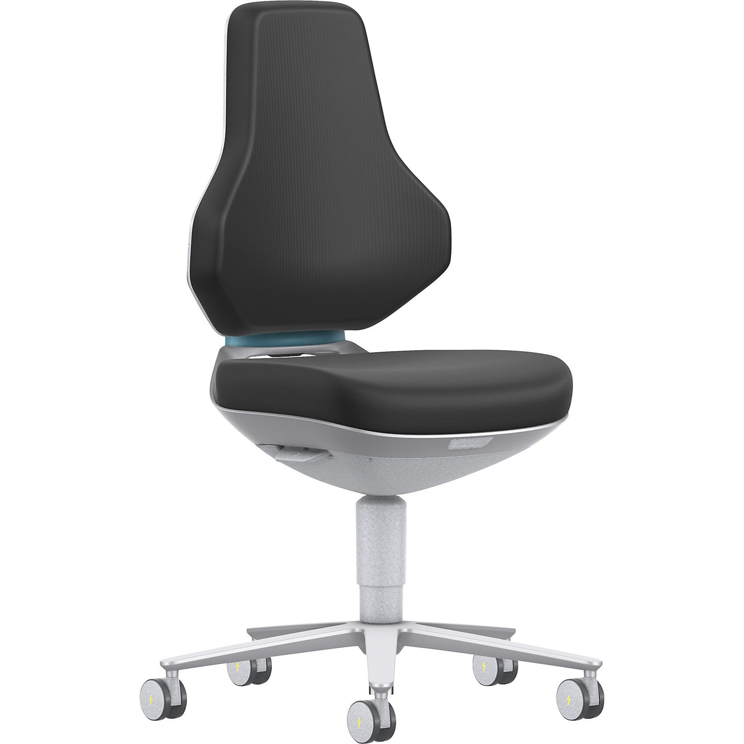 TEXON cleanroom industrial swivel chair, with castors, height adjustment range 450 - 620 mm, Skintec, black.