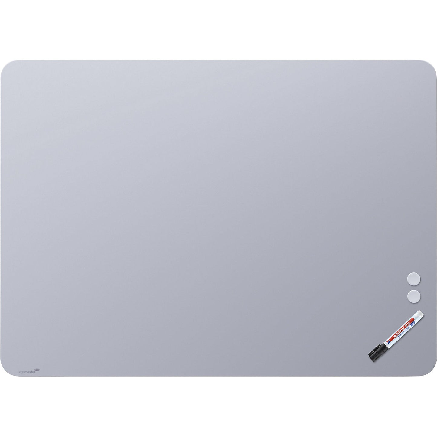 Matte glass board, rounded corners, safety glass, WxH 1200 x 900 mm, pastel blue.