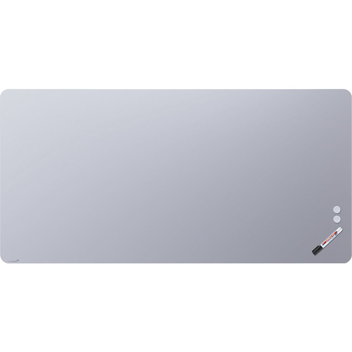 Matte glass board, rounded corners, safety glass, WxH 2000 x 1000 mm, pastel blue.