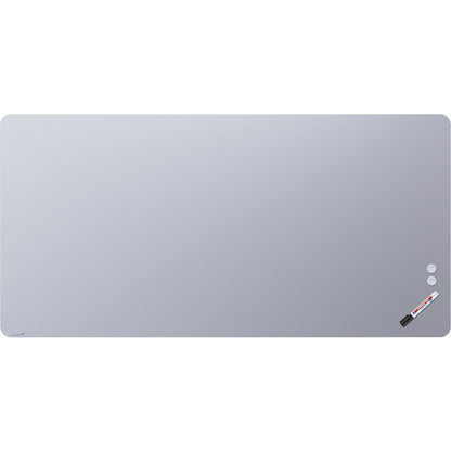 Matte glass board, rounded corners, safety glass, WxH 2000 x 1000 mm, pastel blue.