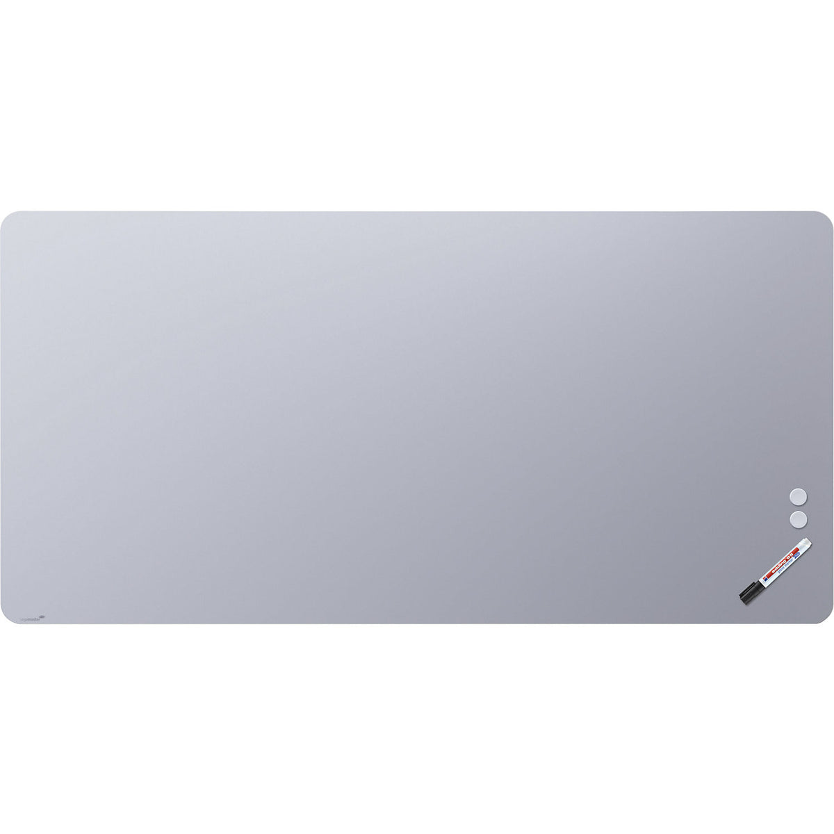 Matte glass board, rounded corners, safety glass, WxH 2000 x 1000 mm, pastel blue.