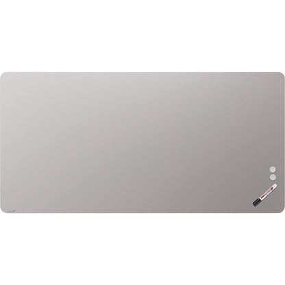 Matte glass board, rounded corners, safety glass, WxH 2000 x 1000 mm, warm grey.