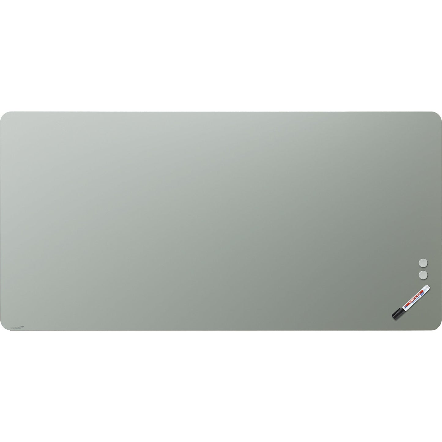 Matte glass board, rounded corners, safety glass, WxH 2000 x 1000 mm, sage.