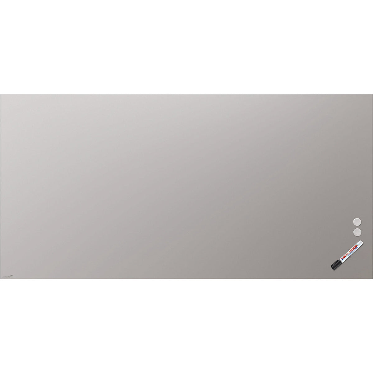 Matte glass board, safety glass, WxH 2000 x 1000 mm, warm grey.