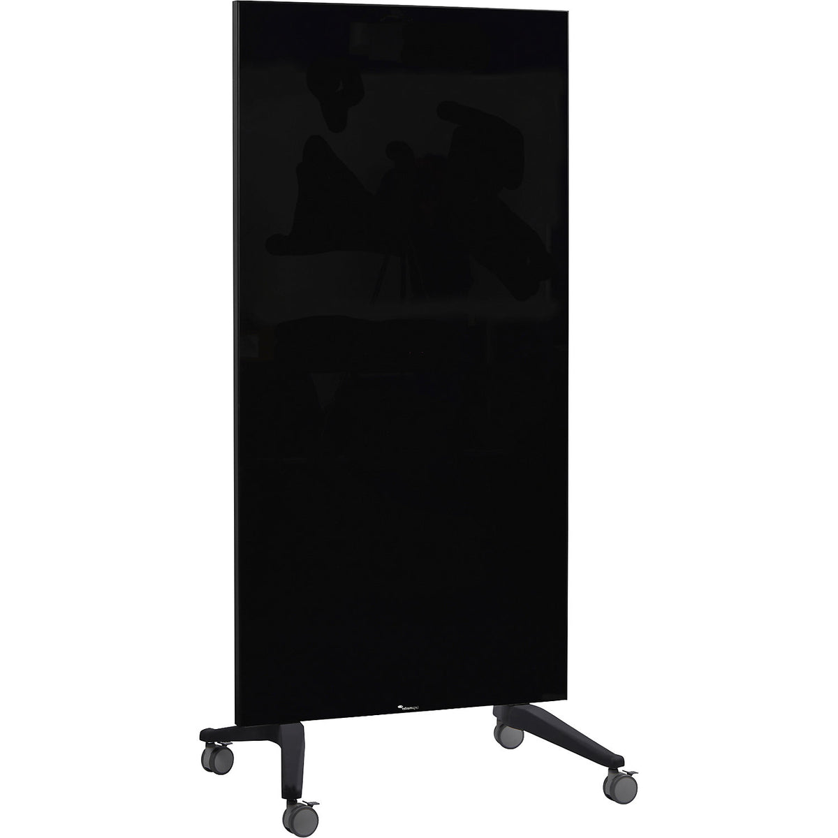Glass board, mobile, safety glass, WxH 950 x 1750 mm, black.