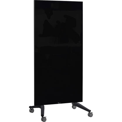 Glass board, mobile, safety glass, WxH 950 x 1750 mm, black.