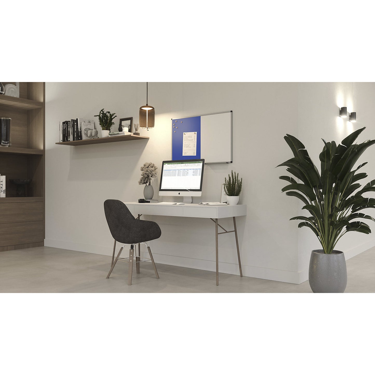 UNITE combination board, felt and magnetic steel, WxH 900 x 600 mm, white/blue.