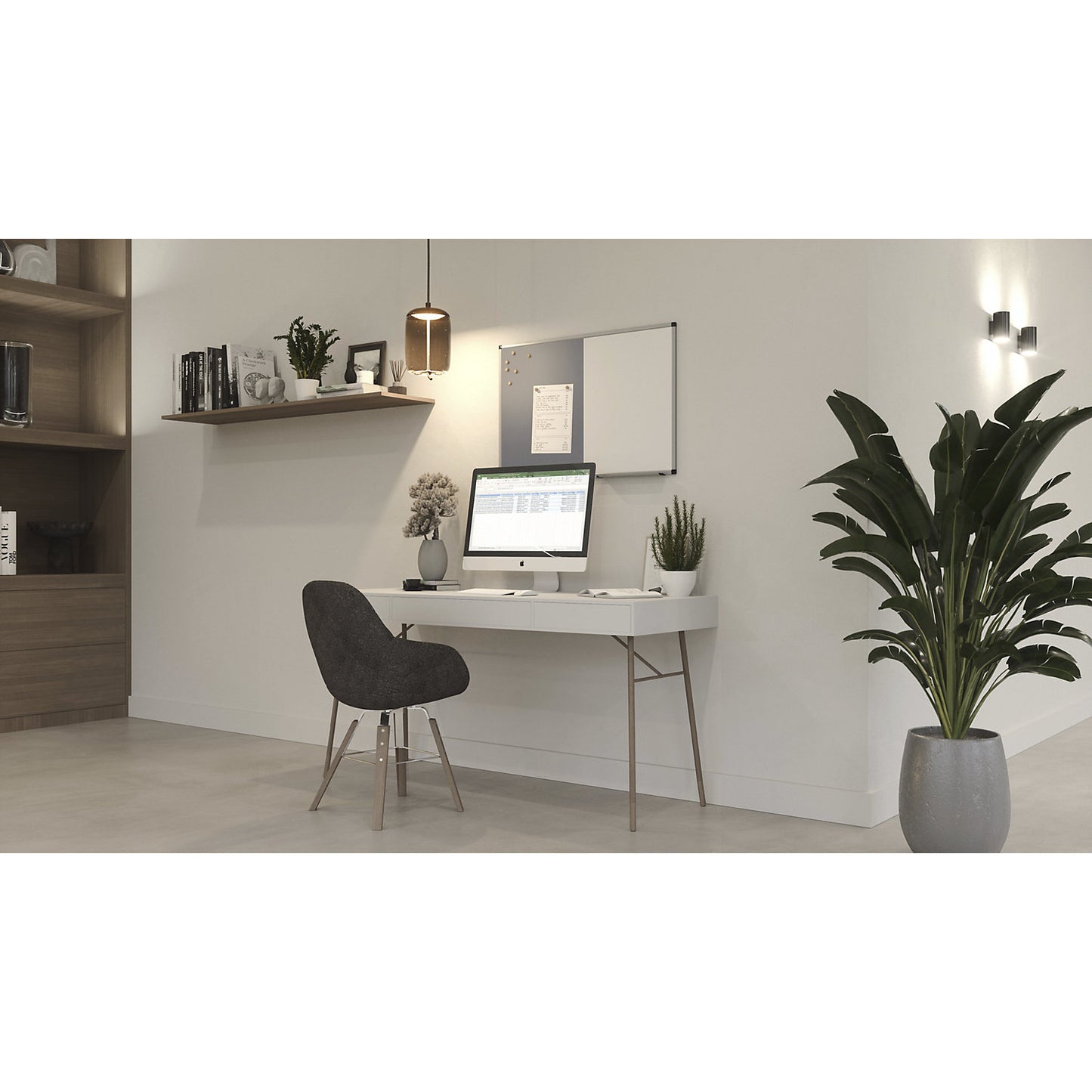 UNITE combination board, felt and magnetic steel, WxH 900 x 600 mm, white/grey.