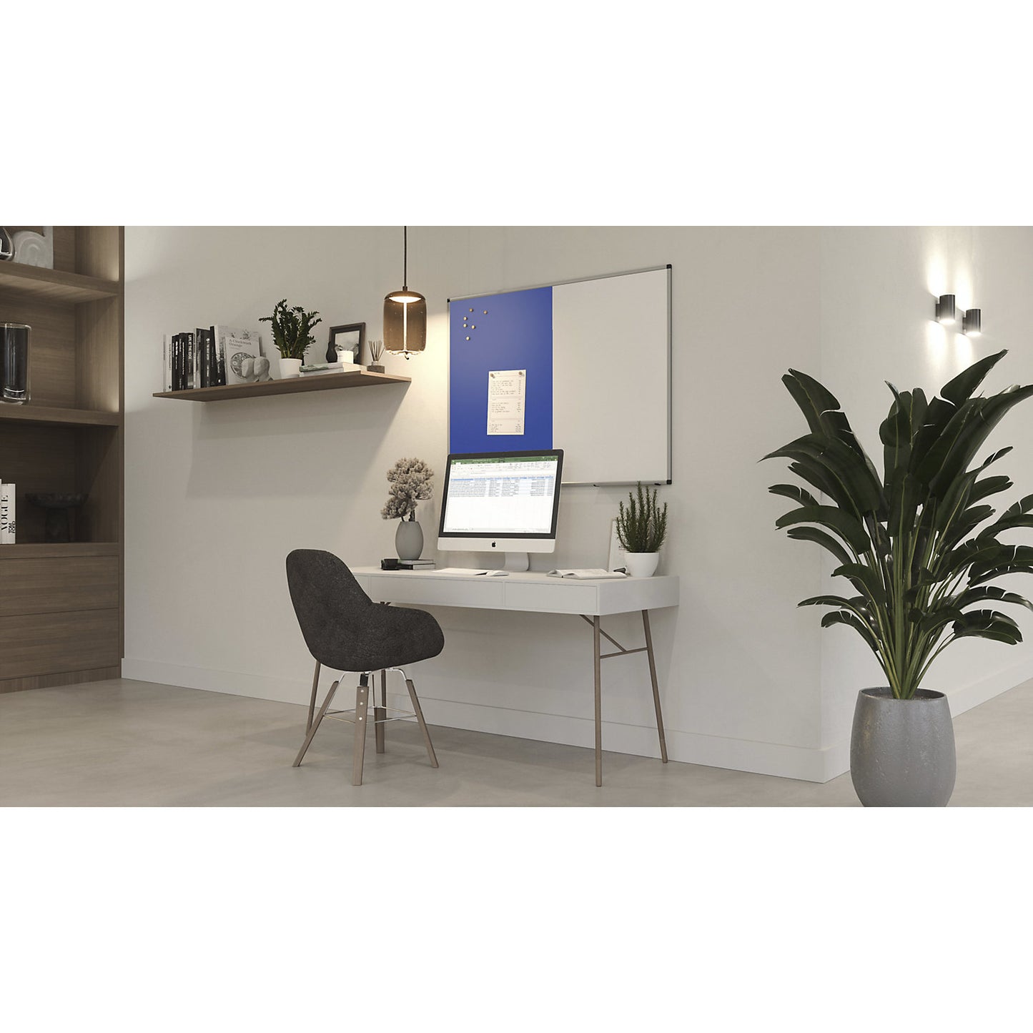 UNITE combination board, felt and magnetic steel, WxH 1200 x 900 mm, white/blue.