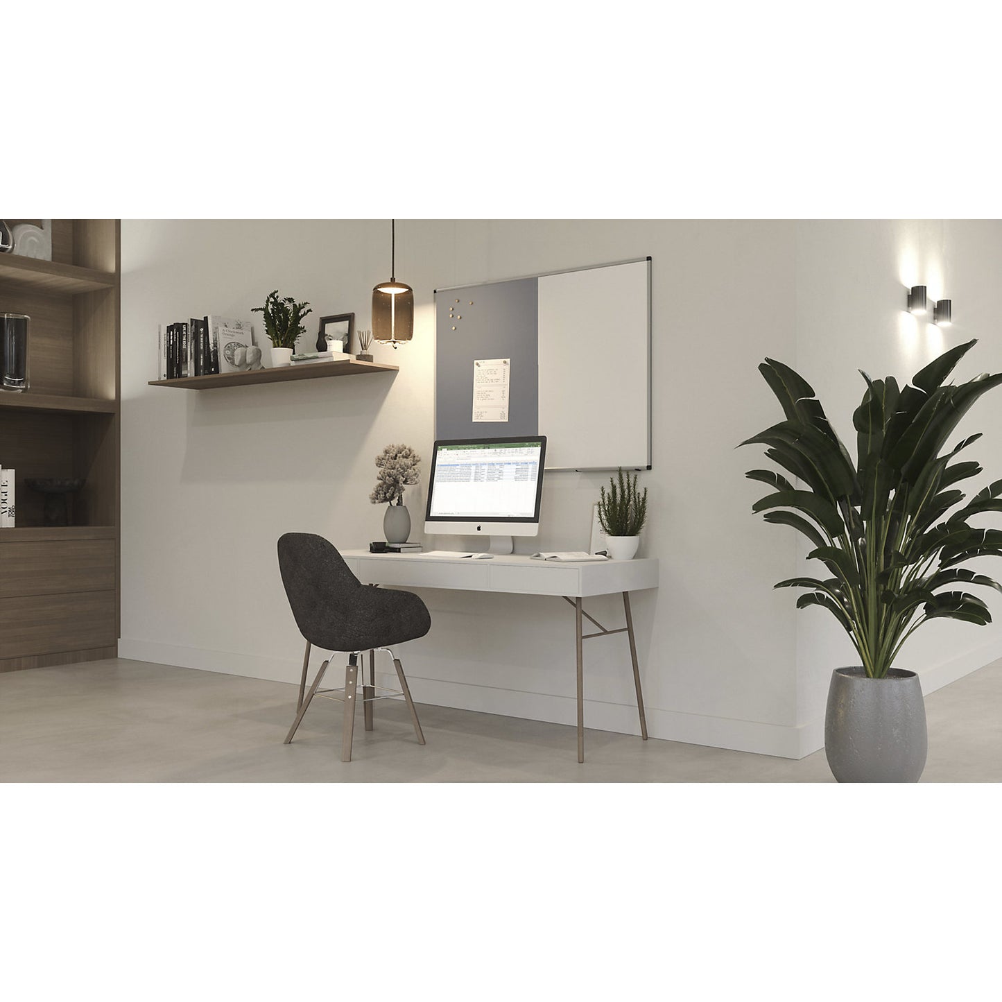 UNITE combination board, felt and magnetic steel, WxH 1200 x 900 mm, white/grey.