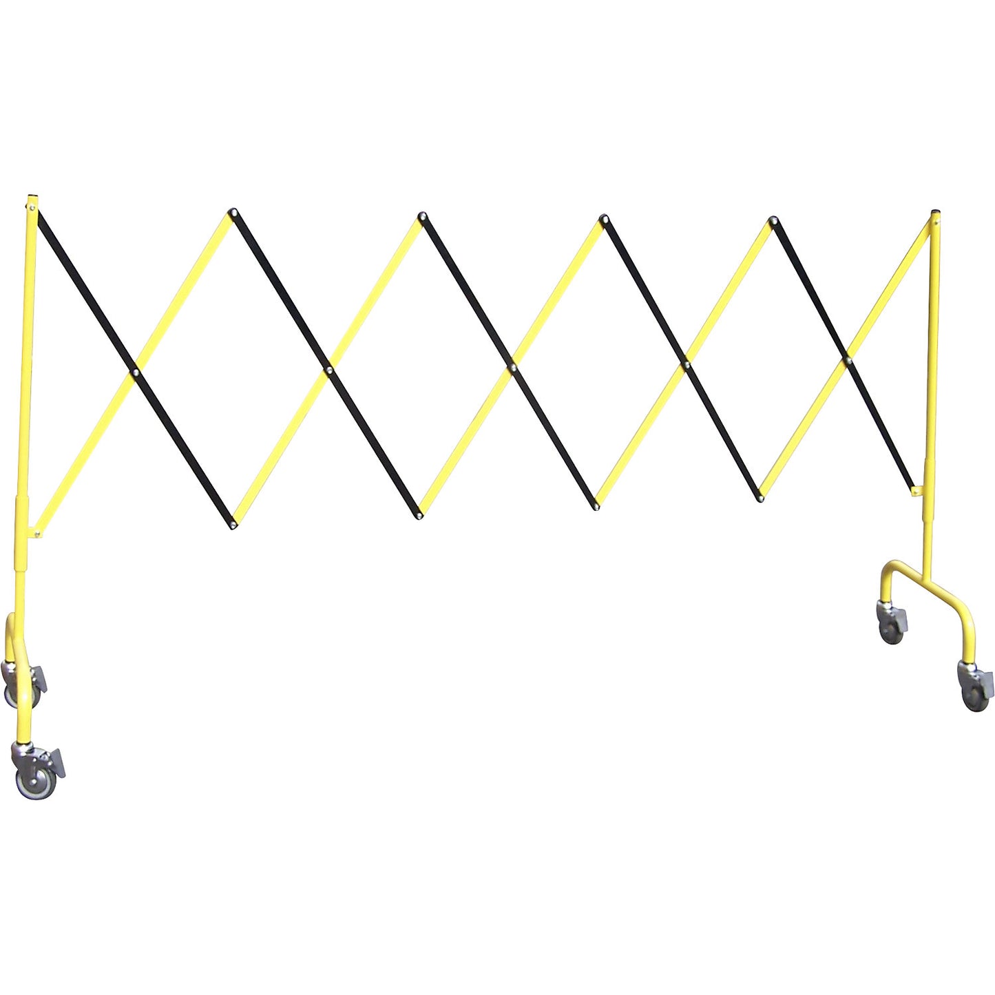 Expanding barrier, rolling, LxWxH 2850 x 460 x 1090 mm, yellow / black.