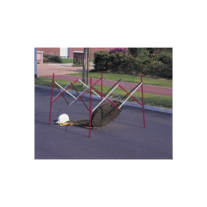 Manhole barrier, expanding, LxW 1000 x 1000 mm, pack of 1, red / white.