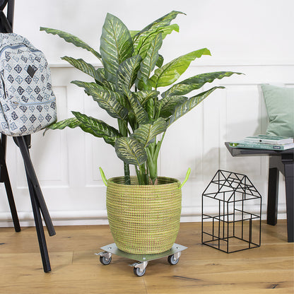 Plant dolly, max. load 100 kg, steel, zinc plated, Ø 300 mm, silver.