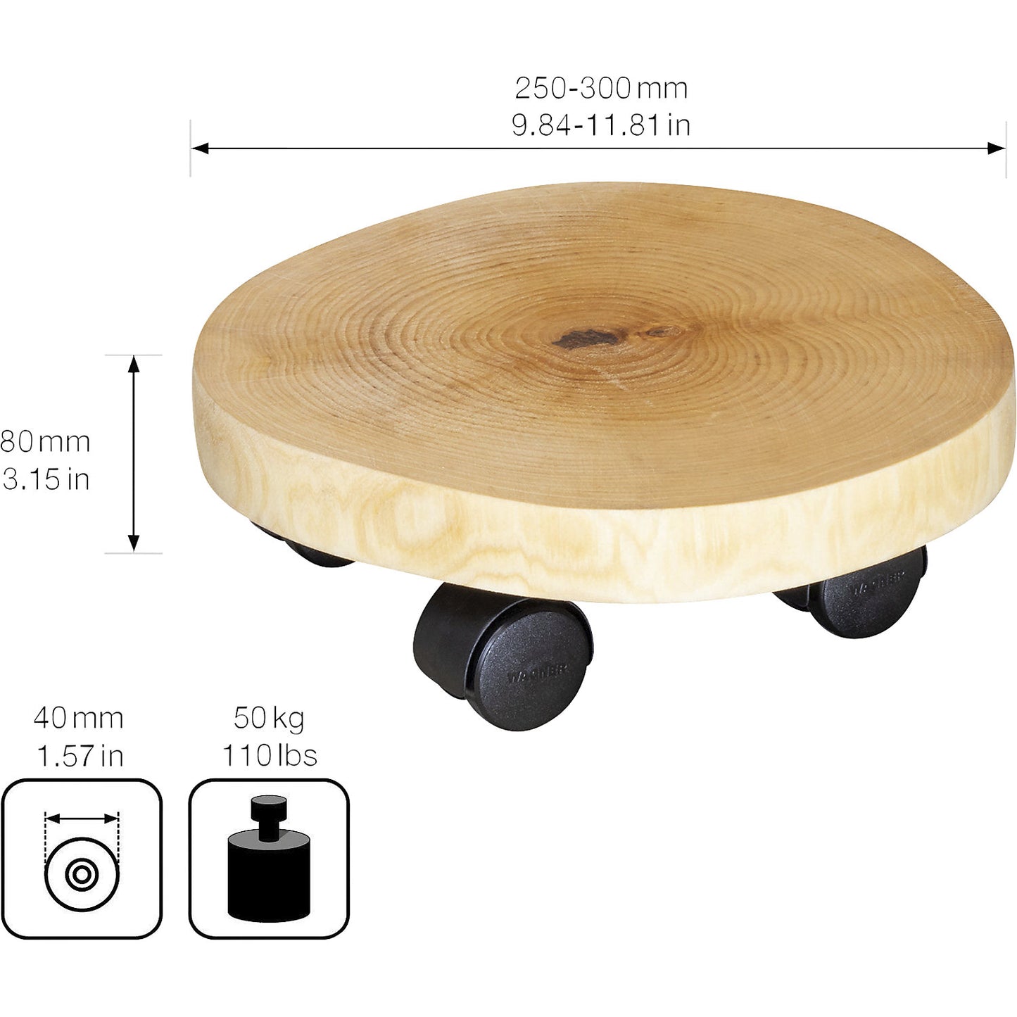 BAUMSTAMM plant dolly, max. load 50 kg, pack of 2, platform LxW 250 - 300 mm.