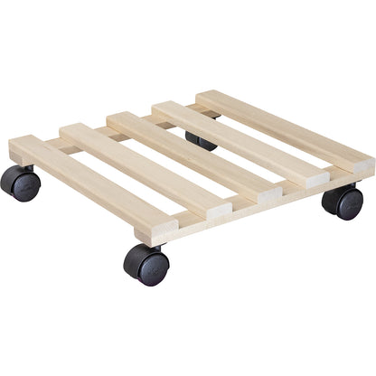 PALETTI beech plant dolly, max. load 100 kg, natural, LxW 340 x 340 mm, pack of 4.