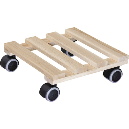 PALETTI beech plant dolly, max. load 100 kg, natural, LxW 250 x 250 mm, pack of 2.