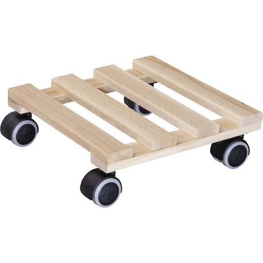 PALETTI beech plant dolly, max. load 100 kg, natural, LxW 250 x 250 mm, pack of 2.