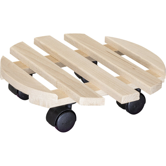 PALETTI 0318 beech plant dolly, max. load 100 kg, natural, Ø 300 mm, pack of 4.
