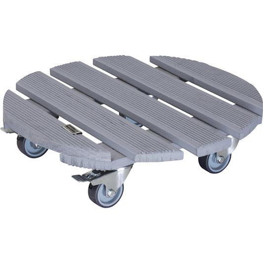 CREO plant dolly, max. load 200 kg, solid wood, Ø 380 mm, wheel Ø 50 mm.