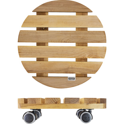 NATURE alder wood plant dolly, max. load 100 kg, LxW 340 x 340 mm, natural.