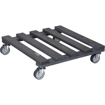 PALETTI wooden plant dolly, max. load 120 kg, pack of 2, LxW 380 x 380 mm, charcoal.