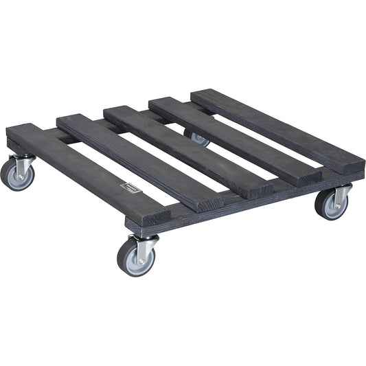 PALETTI wooden plant dolly, max. load 120 kg, pack of 2, LxW 380 x 380 mm, charcoal.