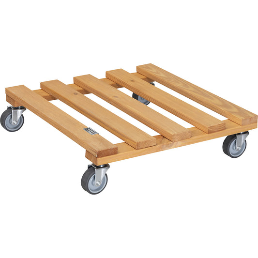 PALETTI wooden plant dolly, max. load 120 kg, pack of 2, LxW 380 x 380 mm, ochre.