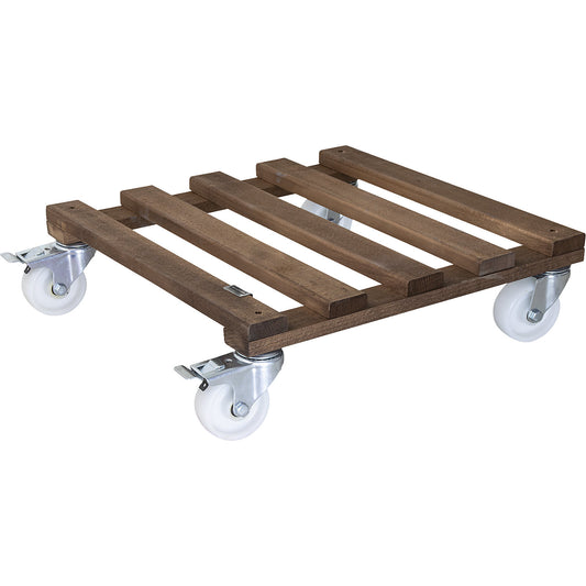 PALETTI wooden plant dolly, max. load 250 kg, LxW 450 x 450 mm, walnut.