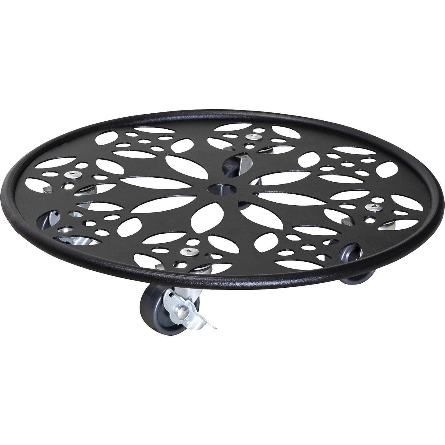 BLACK steel plant dolly, max. load 60 kg, round, Ø 300 mm, black.