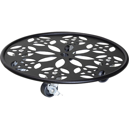BLACK steel plant dolly, max. load 60 kg, round, Ø 300 mm, black.