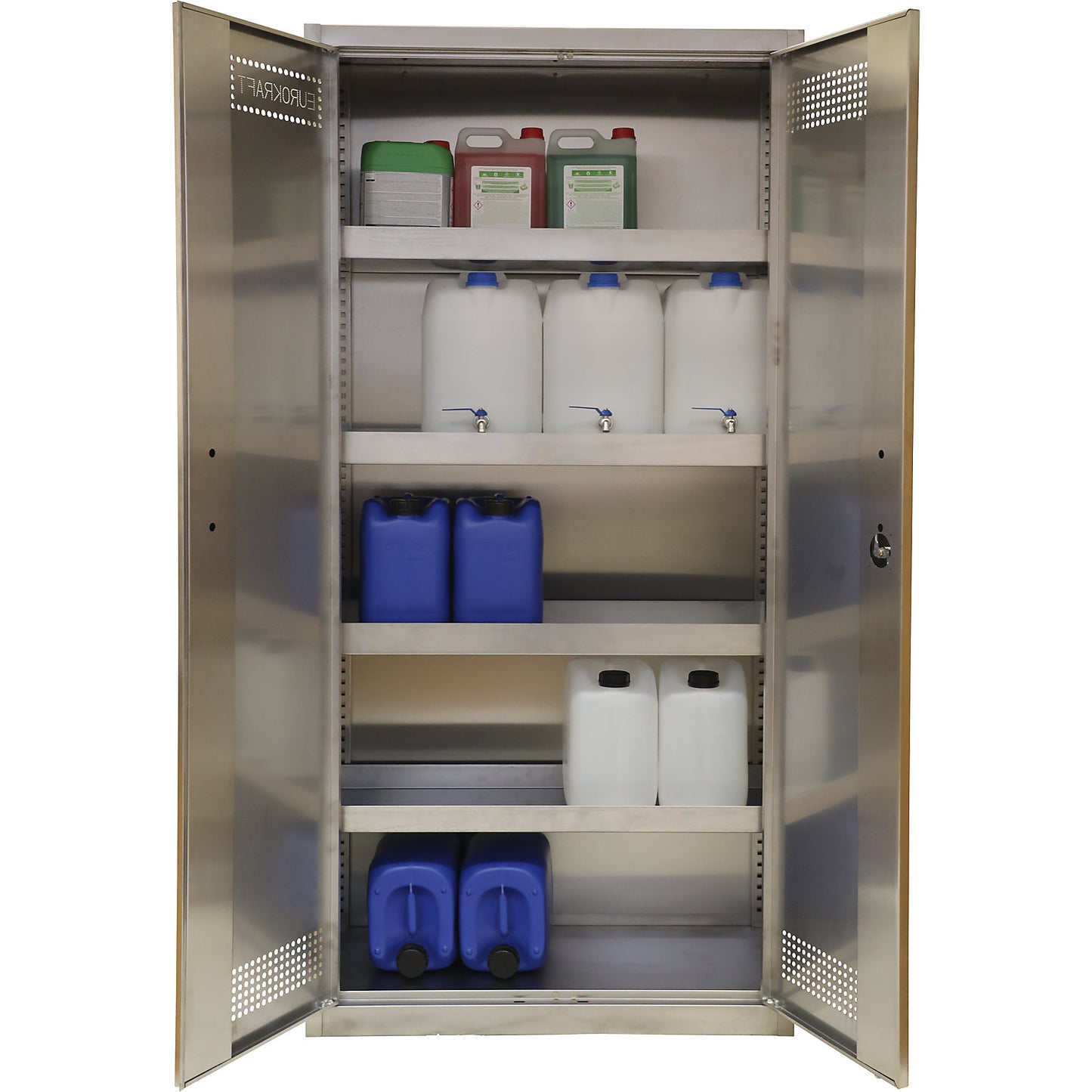 Environmental cupboard, stainless steel, HxWxD 1950 x 950 x 420 mm, with 4 tray shelves.