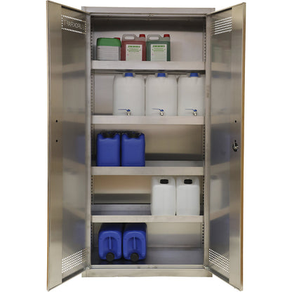 Environmental cupboard, stainless steel, HxWxD 1950 x 950 x 420 mm, with 4 tray shelves.