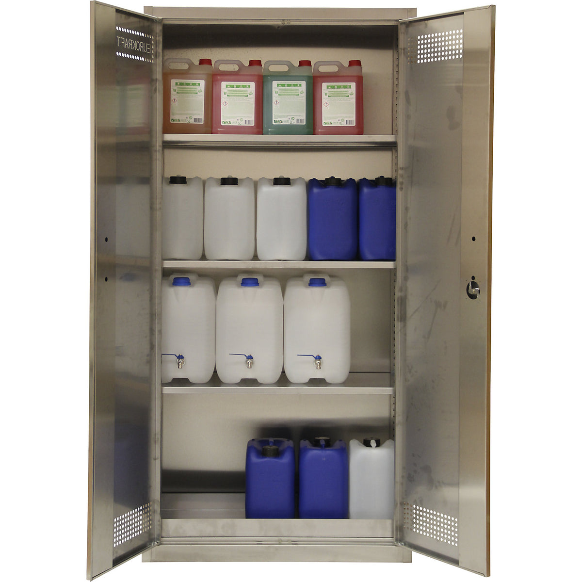 Environmental cupboard, stainless steel, HxWxD 1950 x 950 x 420 mm, with 3 shelves and tray shelf.