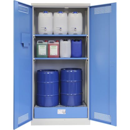 Drum cupboard, HxWxD 1950 x 950 x 500 mm, with 2 shelves.
