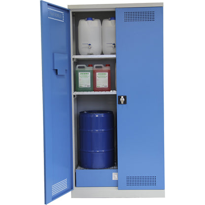 Drum cupboard, HxWxD 1950 x 950 x 500 mm, with 2 mesh grid shelves.